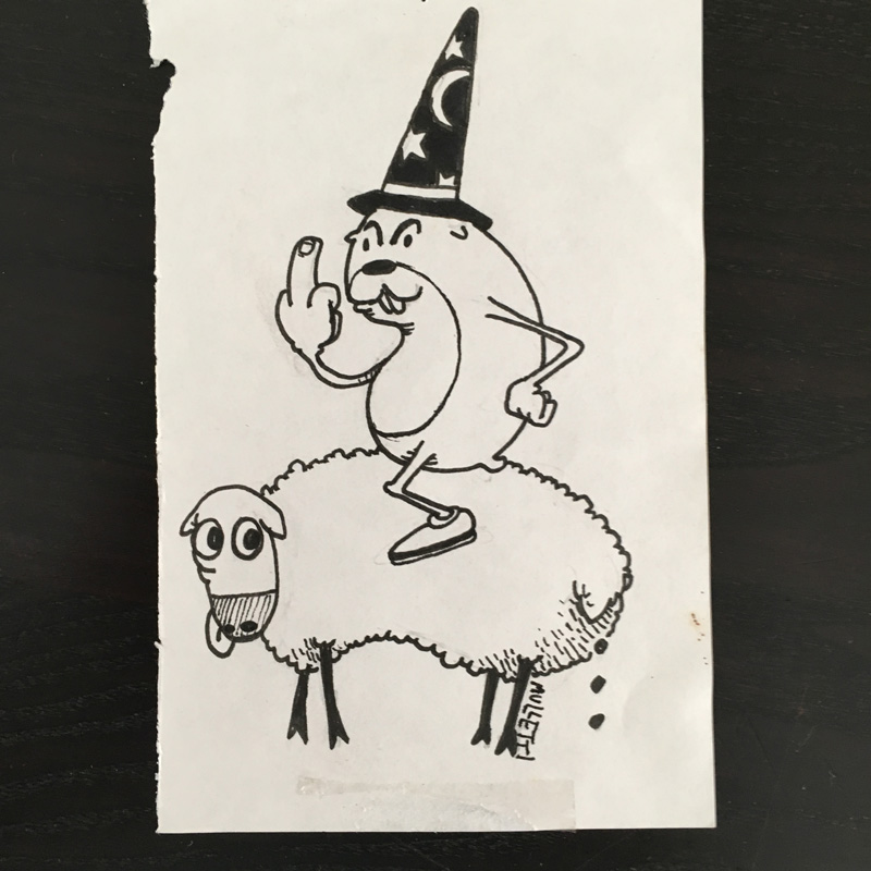 The sheep, the guinea pig, and the sorcerer hat. (Regrettably, any actual photos of that trifecta have been lost to time)